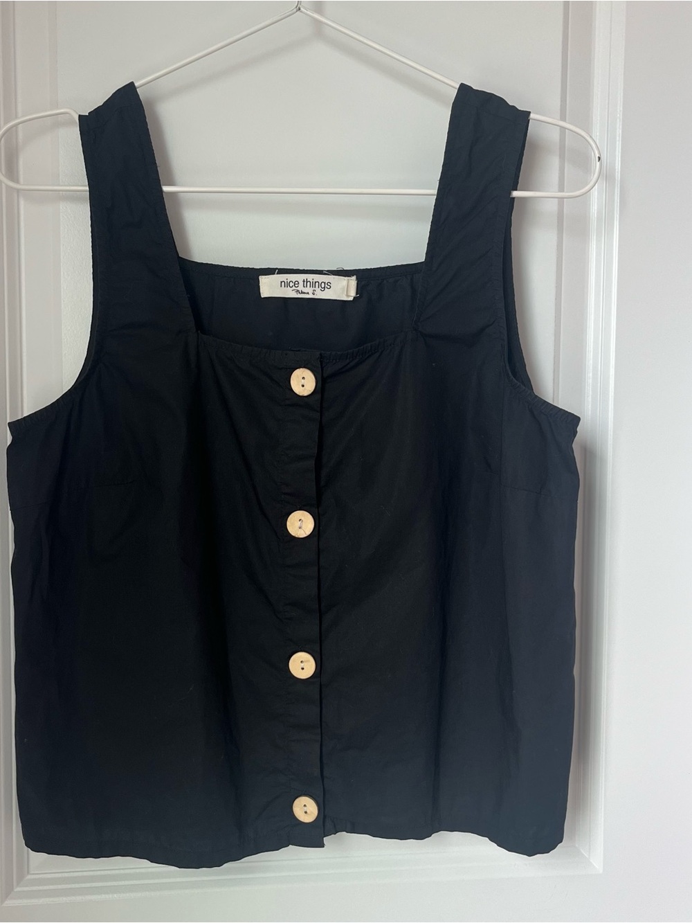 nice things paloma s black cotton button front top